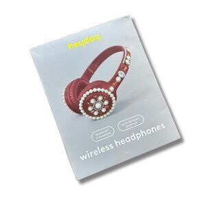 Heyday Jeweled Wireless Headphones Red Pearl Embellished Bluetooth